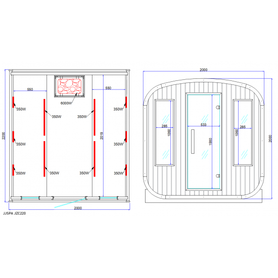 JJSPA JZC220 - Outdoor combined sauna