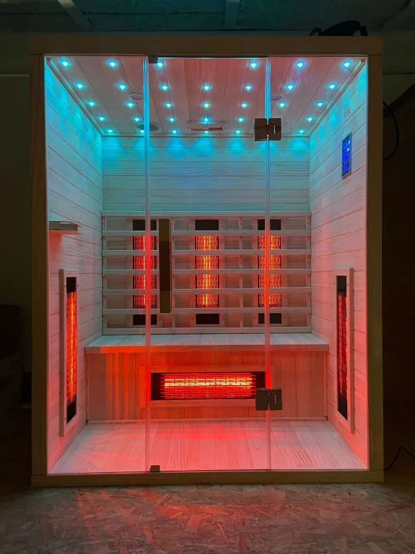 JJSPA JI150 three-person infrared sauna with RGB lighting