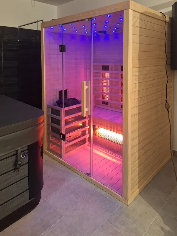 JJSPA JI150 infrared sauna with an added Finnish heater